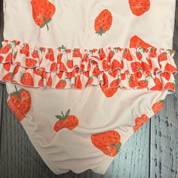 Carter's Pink Strawberry Print Swimsuit, Hat Included - Picture 5 of 9